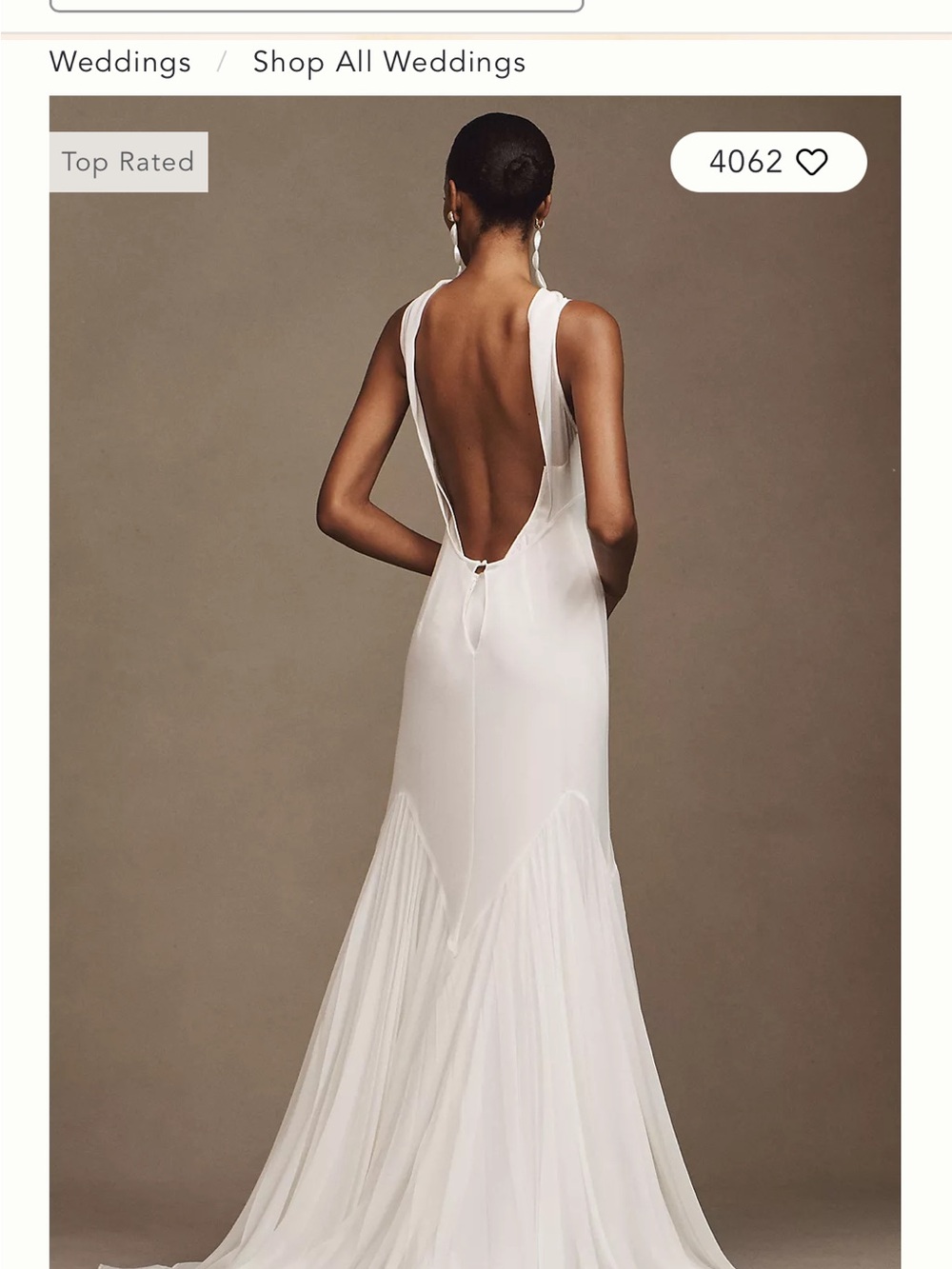 Anthropologie Elegant White Sheer-Yoke Bridal Gown - Picture 2 of 6